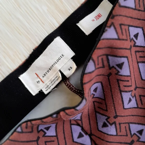 Anthropologie The Joni  High-Rise Flare Pants in Brown and Lavender Size XS - Picture 2 of 10